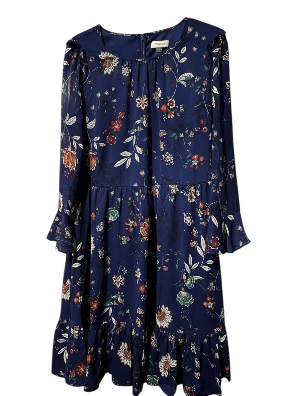 Calvin Klein Blue Floral Chiffon Dress